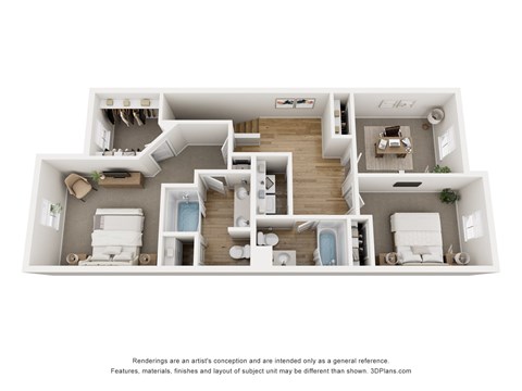 Floor plan for 2 beds, 2.5 baths, 1479 sqft